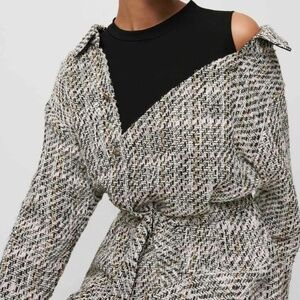 Maje Trompe-l'oeil tweed shirt dress size 34